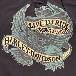 Harley-Davidson Black Tie Front T-shirt - Size Large